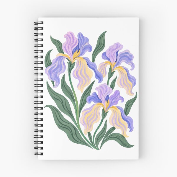 Item preview, Lavender Irises Retro Folk Art Botanical Design designed and sold by VisualArtsOasis.