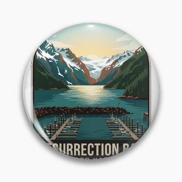 Item preview, Resurrection Bay Seward Harbor Alaska Travel Badge Sticker designed and sold by DetourDgn.