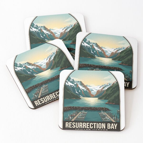 Item preview, Resurrection Bay Seward Harbor Alaska Travel Badge Sticker designed and sold by DetourDgn.