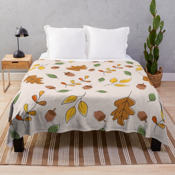 Item preview, Autumn Leaves and Acorns Throw Blanket – Cozy Fall Woodland Botanical Pattern designed and sold by FestivityFinds.