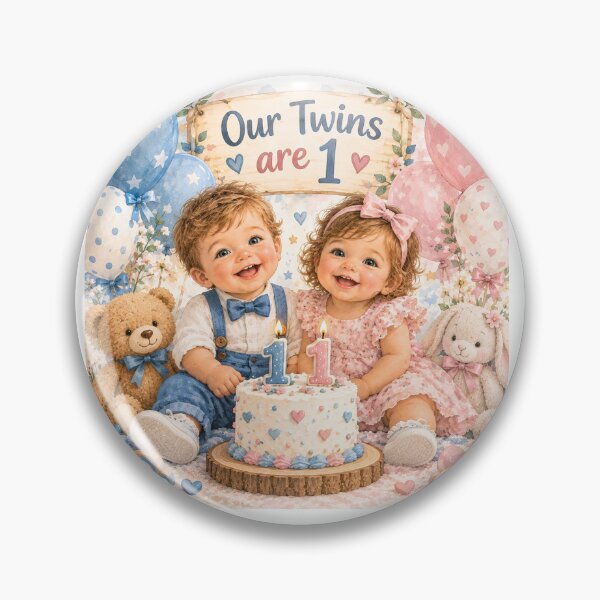 Item preview, Our Twin Boy & Girl Are Turning 1 – First Birthday Twins designed and sold by NestDesigns01.