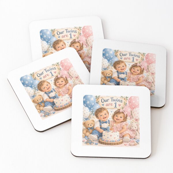 Item preview, Our Twin Boy & Girl Are Turning 1 – First Birthday Twins designed and sold by NestDesigns01.
