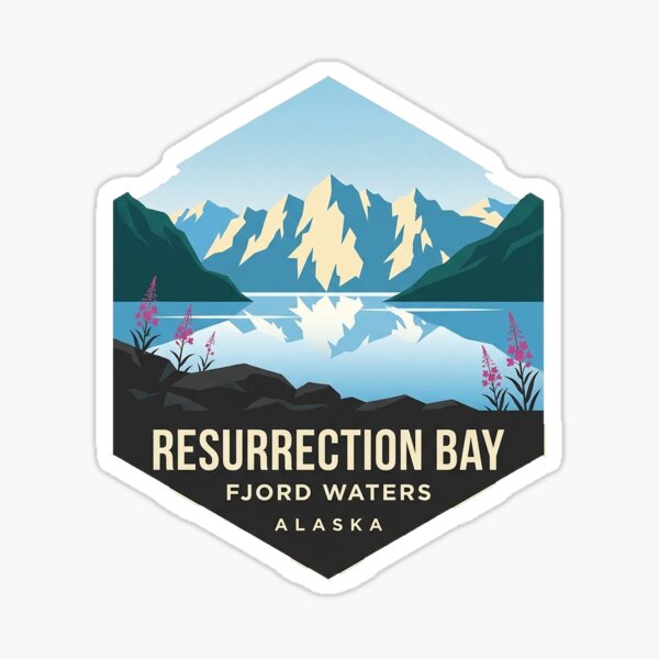 Item preview, Resurrection Bay Midday Fjord Waters Alaska Sticker designed and sold by DetourDgn.