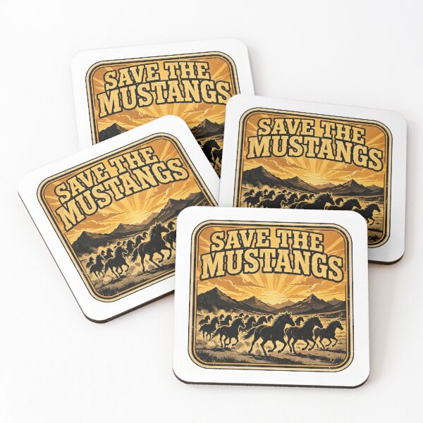 Item preview, Save the Mustangs Wild Herd Sunset Badge Sticker designed and sold by LunaAdventurer.
