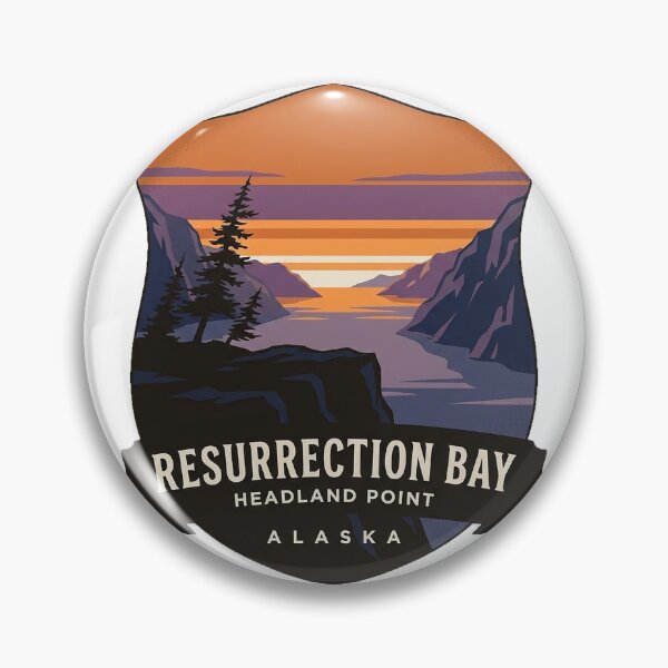 Item preview, Pegatina de Resurrection Bay Sunset Headland Crest Alaska designed and sold by DetourDgn.