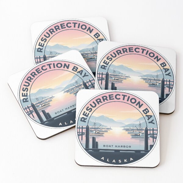 Item preview, Resurrection Bay Dawn Harbor Circle Badge Alaska Sticker designed and sold by DetourDgn.