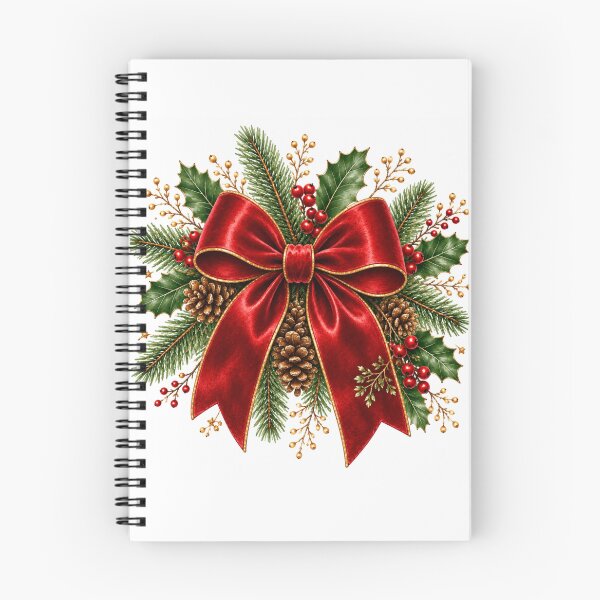 Item preview, Elegant Red Christmas Bow with Holly, Pinecones & Evergreen – Traditional Holiday Design designed and sold by DreamPixelPrint.