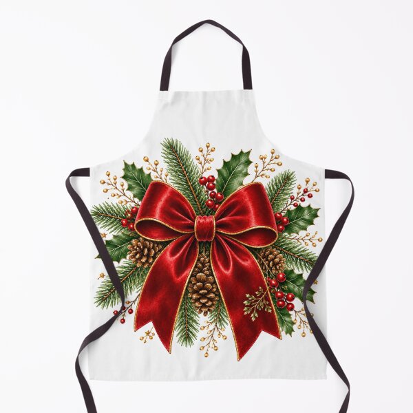 Item preview, Elegant Red Christmas Bow with Holly, Pinecones & Evergreen – Traditional Holiday Design designed and sold by DreamPixelPrint.