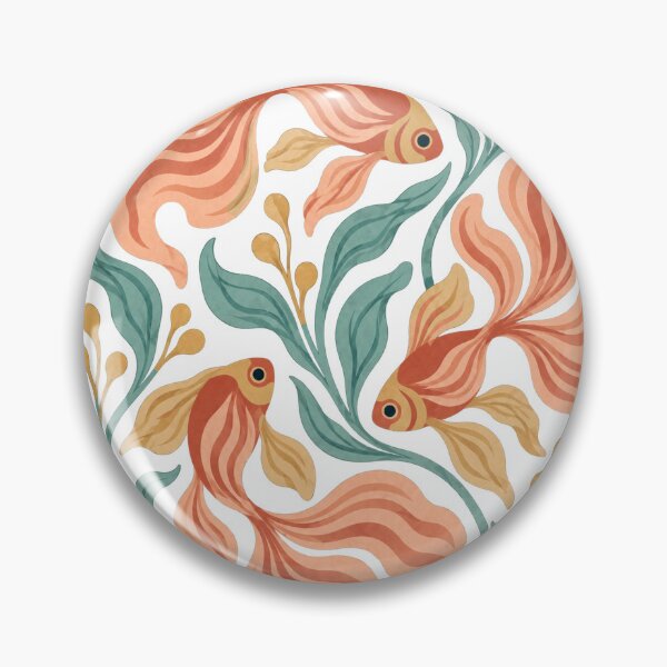 Item preview, Goldfish Retro Folk Art Nature Design designed and sold by VisualArtsOasis.