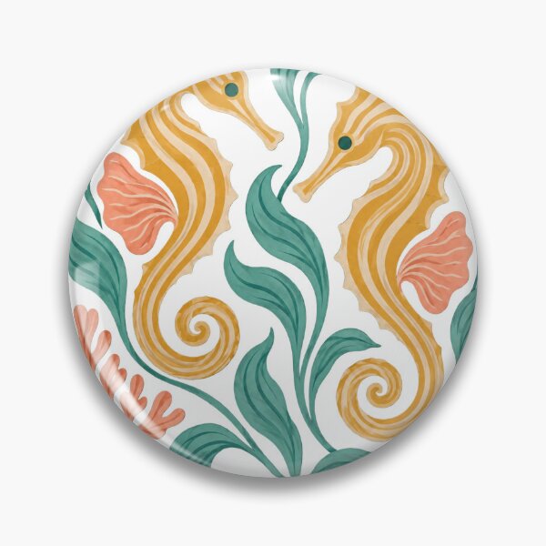 Item preview, Seahorses Retro Folk Art Nature Design designed and sold by VisualArtsOasis.