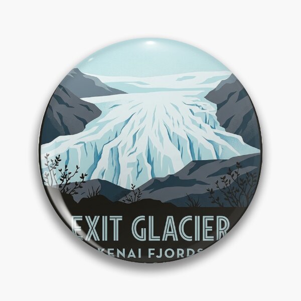 Item preview, Exit Glacier Kenai Fjords Alaska Art Deco Badge Sticker designed and sold by DetourDgn.