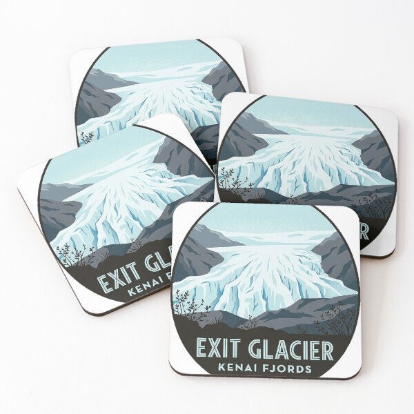 Item preview, Exit Glacier Kenai Fjords Alaska Art Deco Badge Sticker designed and sold by DetourDgn.