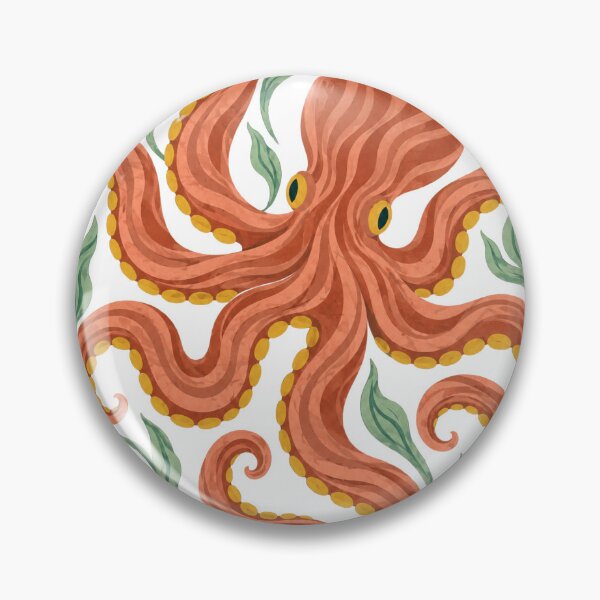 Item preview, Curled Octopus Retro Folk Art Nature Design designed and sold by VisualArtsOasis.