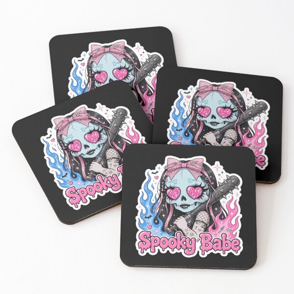 Item preview, Spooky Babe - Edgy Pastel Goth Skull With Bow And Blue Flames designed and sold by HealingEraInk.