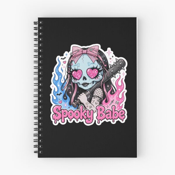 Item preview, Spooky Babe - Edgy Pastel Goth Skull With Bow And Blue Flames designed and sold by HealingEraInk.