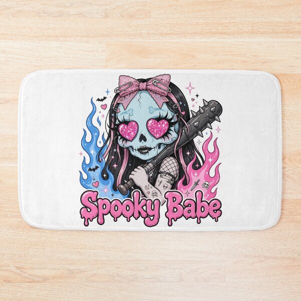 Item preview, Spooky Babe - Edgy Pastel Goth Skull With Bow And Blue Flames designed and sold by HealingEraInk.