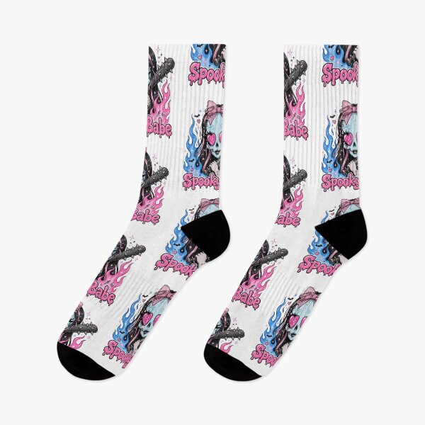 Item preview, Spooky Babe - Edgy Pastel Goth Skull With Bow And Blue Flames designed and sold by HealingEraInk.