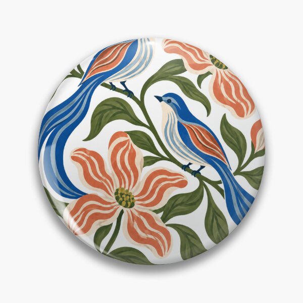 Item preview, Garden Songbirds Retro Folk Art Nature Design designed and sold by VisualArtsOasis.