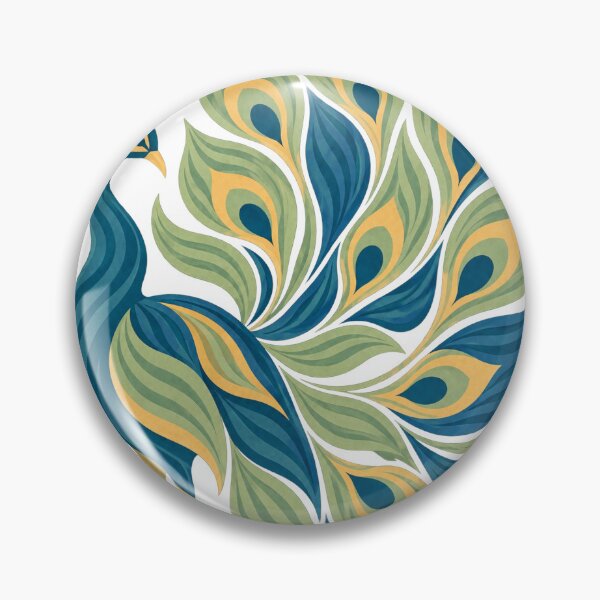 Item preview, Peacock Feathers Retro Folk Art Nature Design designed and sold by VisualArtsOasis.