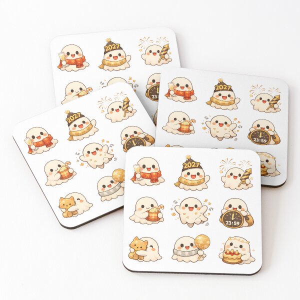 Item preview, Cute Ghost New Year Kawaii Sticker Sheet Celebration Gift designed and sold by Artycom.