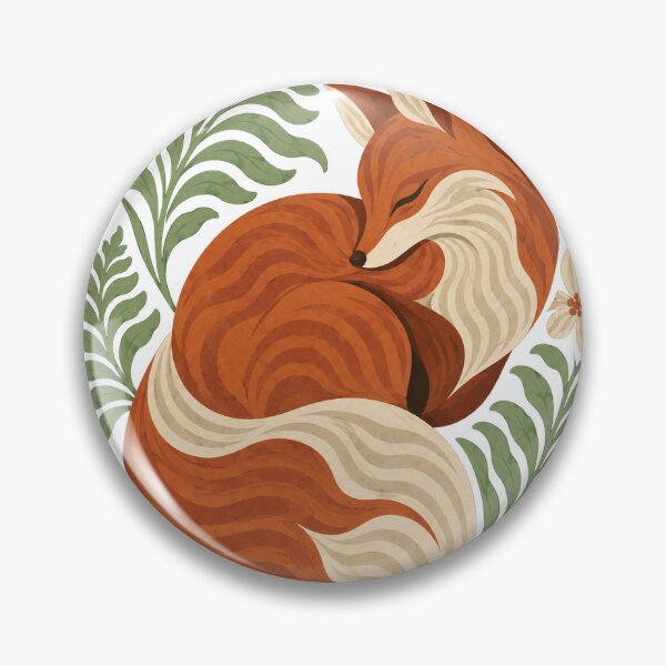 Item preview, Sleeping Fox Retro Folk Art Nature Design designed and sold by VisualArtsOasis.