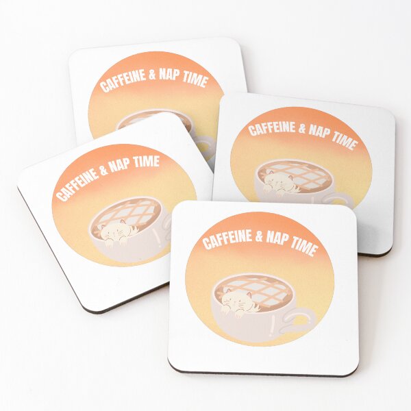 Item preview, Caffeine and Nap Time Funny Cat Coffee Retro Sunset designed and sold by CreativeOlga.
