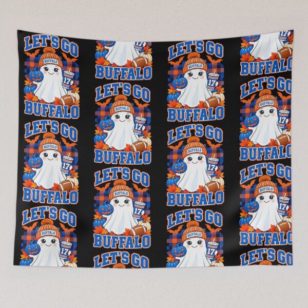Item preview, Let's Go Buffalo Halloween Football Ghost Fan designed and sold by ostenlee.