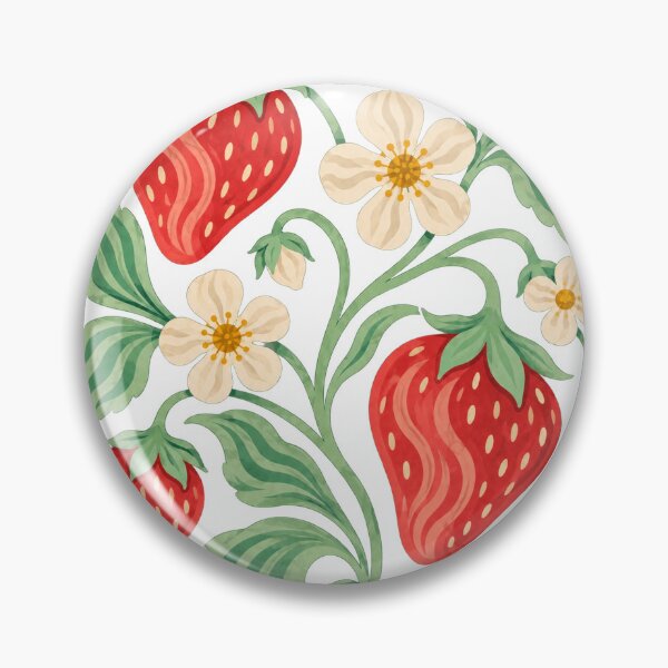 Item preview, Strawberries Retro Folk Art Botanical Design designed and sold by VisualArtsOasis.
