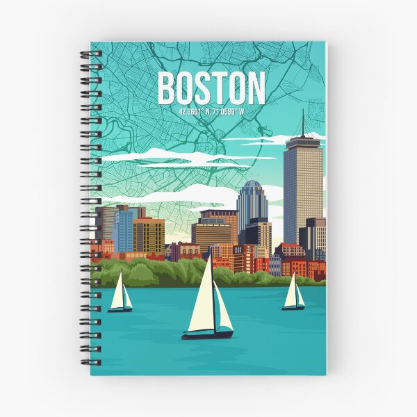 Item preview, Boston Skyline Sailboats and Charles River City Map Travel Art designed and sold by Stadify.