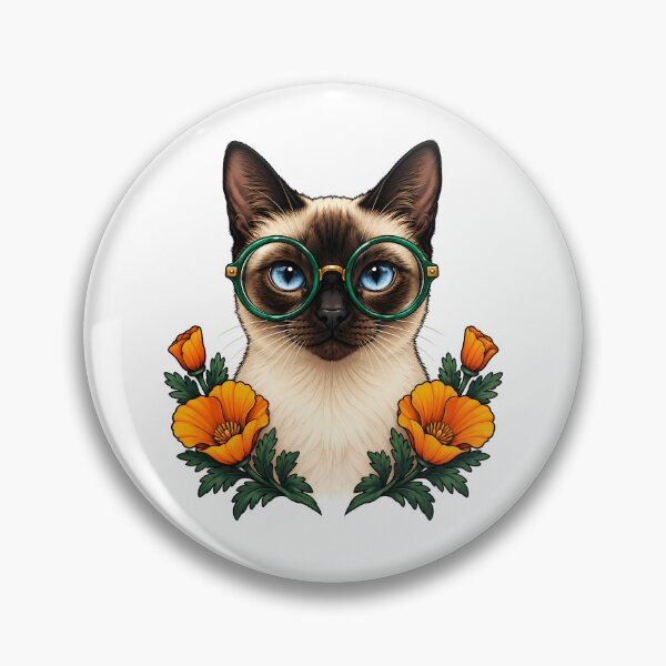 Item preview, Siamese Cat with Green Glasses designed and sold by Old's Cool Cat Studio.