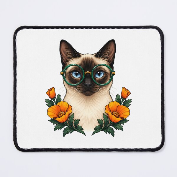 Item preview, Siamese Cat with Green Glasses designed and sold by Old's Cool Cat Studio.