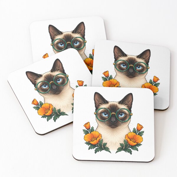 Item preview, Siamese Cat with Green Glasses designed and sold by Old's Cool Cat Studio.