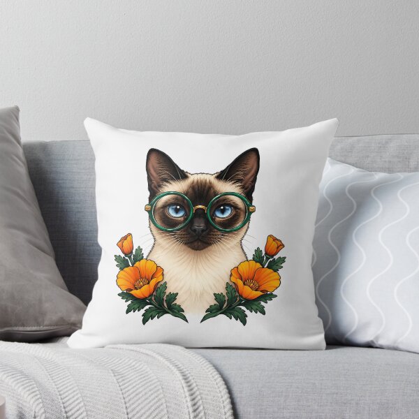 Item preview, Siamese Cat with Green Glasses designed and sold by Old's Cool Cat Studio.