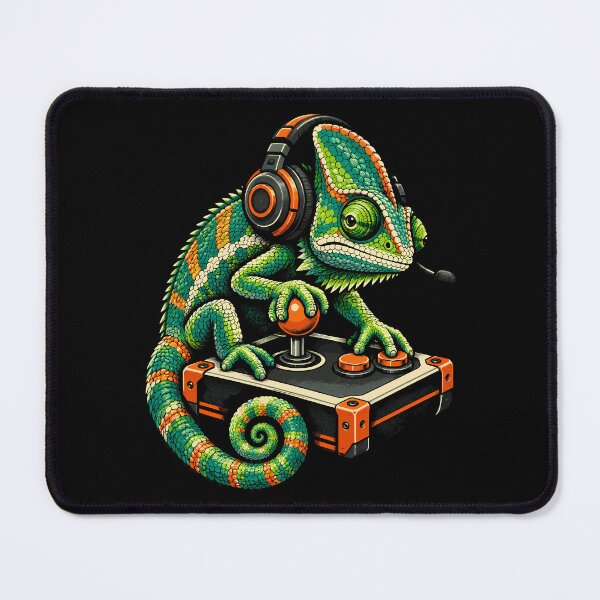 Item preview, Gamer Chameleon Headset Arcade Joystick Reptile designed and sold by andre-hollow.