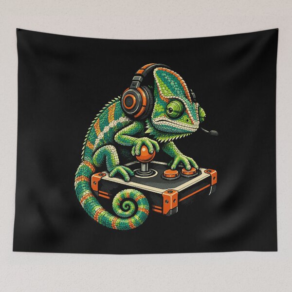 Item preview, Gamer Chameleon Headset Arcade Joystick Reptile designed and sold by andre-hollow.