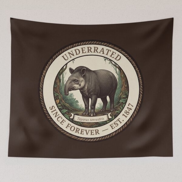 Item preview, Underrated Since Forever Tapir Humor Badge designed and sold by CalmCapy Co.