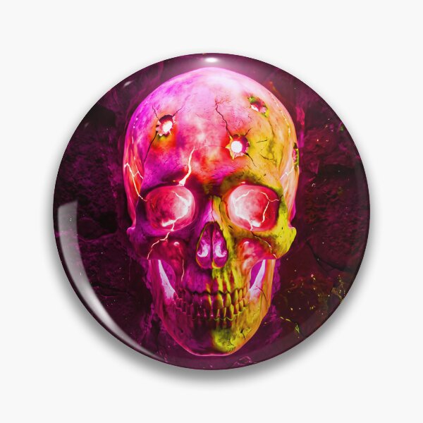 Item preview, NEON SKULL WITH BULLET HOLES designed and sold by NOIMION DIGITAL ART.