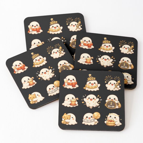 Item preview, Cute Ghost New Year Kawaii Sticker Sheet Celebration Gift designed and sold by Artycom.