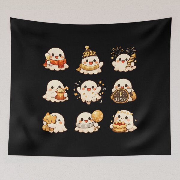 Item preview, Cute Ghost New Year Kawaii Sticker Sheet Celebration Gift designed and sold by Artycom.