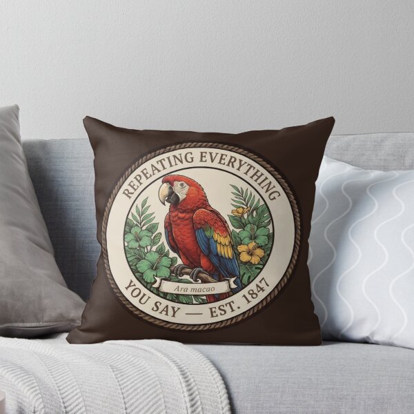 Item preview, Repeating Everything You Say Macaw Humor Badge designed and sold by CalmCapy Co.