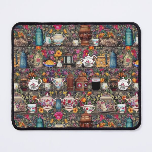 Item preview, Vintage Teapot Floral Shelves Pattern designed and sold by pinkal.
