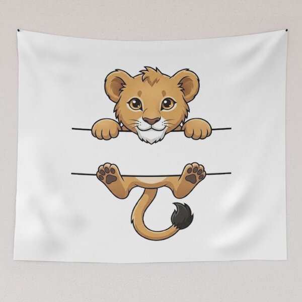 Item preview, Cute Peeking Lion Cub Name Frame Split Monogram designed and sold by PetalsPaws.