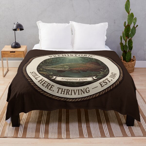 Item preview, Prehistoric Still Here Thriving Arapaima Humor Badge designed and sold by CalmCapy Co.