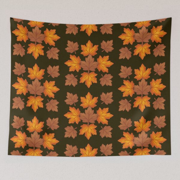 Item preview, Dark Chocolate Brown Background Autumn Leaves Pattern designed and sold by ​Jyoti Digital Artist.