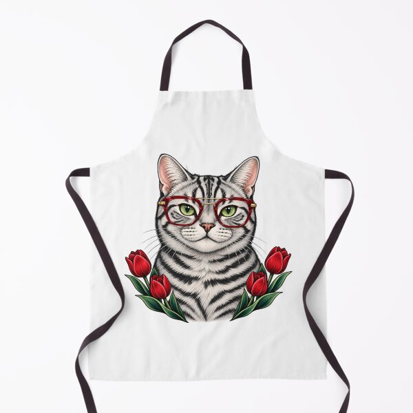 Item preview, Silver Tabby Cat with Red Aviator Glasses  designed and sold by Old's Cool Cat Studio.
