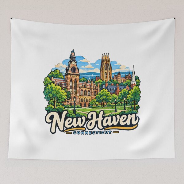 Item preview, Hand Drawn New Haven Connecticut Travel Souvenir Landmark Gift designed and sold by MichaeIRellov.