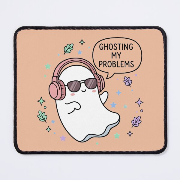 Item preview, Ghosting My Problems Cute Halloween Ghost Headphones Art designed and sold by Fine-Arts-Lab.