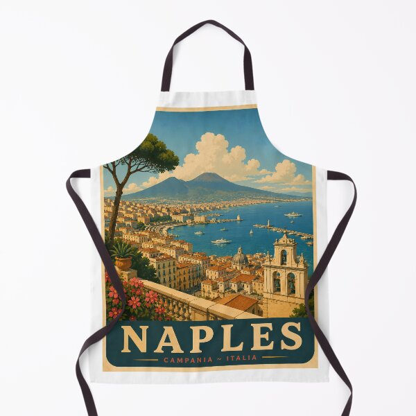 Item preview, Naples Campania Italia Vintage Travel Poster designed and sold by Passeggiata Prints.