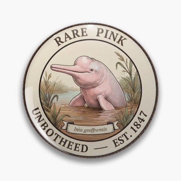 Item preview, Rare Pink Unbothered Pink Dolphin Humor Badge designed and sold by CalmCapy Co.