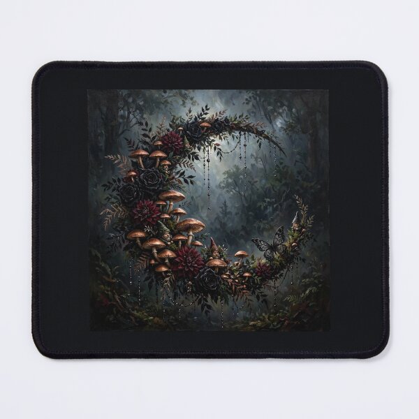 Item preview, Dark Forest Gnome Mushroom Crescent Moon Painting designed and sold by LunaAdventurer.